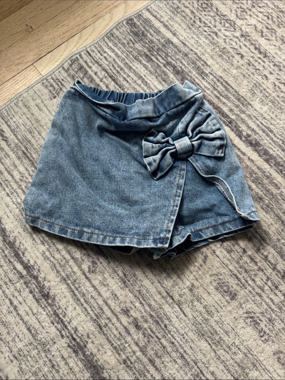 Girls' Denim Skort with Side Bow - Blue